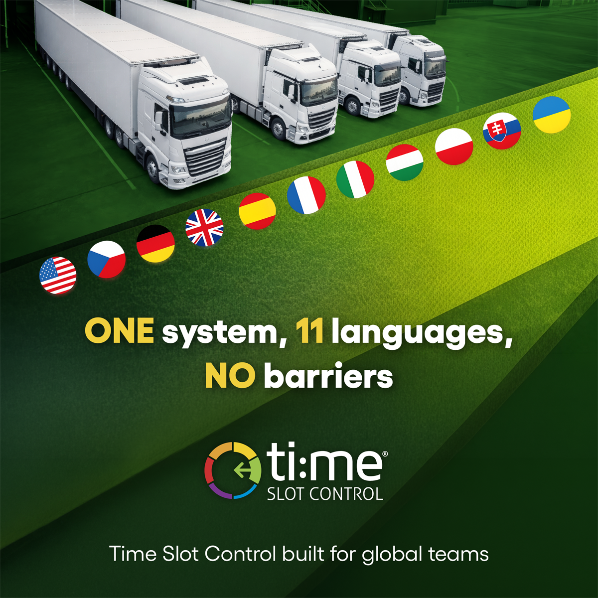 Το Time Slot Control επικοινωνεί ήδη σε 11 γλώσσες. Γιατί η αποτελεσματική logistics ξεκινά με την κατανόηση.