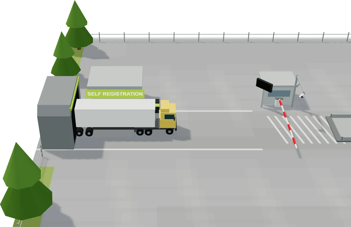 Quiosco de autoservicio en la entrada